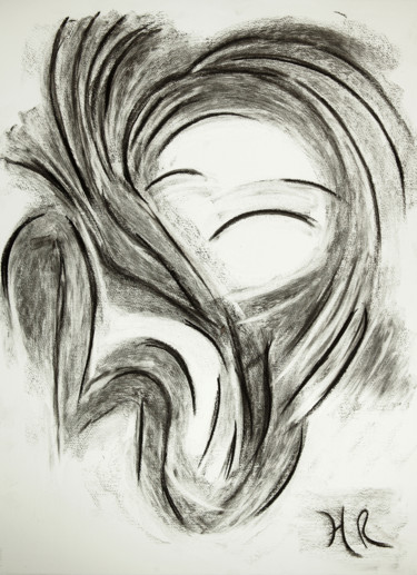 Drawing titled "Exta" by Hélène Roberge, Original Artwork, Charcoal