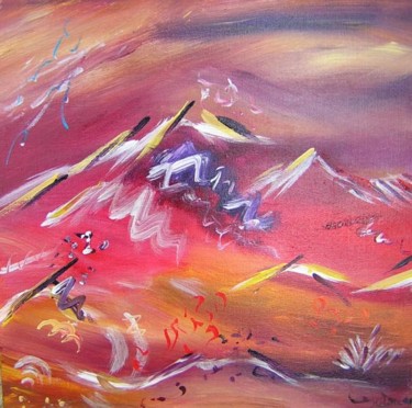 Painting titled "Volcans" by Helene Rousselot, Original Artwork