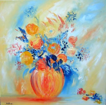 Painting titled "Orange flower" by Helene Rousselot, Original Artwork