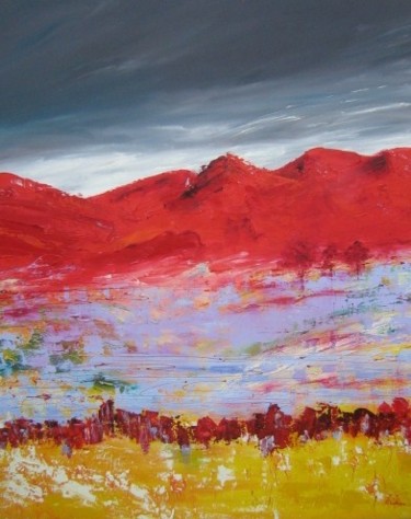 Peinture intitulée "Red mountain" par Helene Rousselot, Œuvre d'art originale