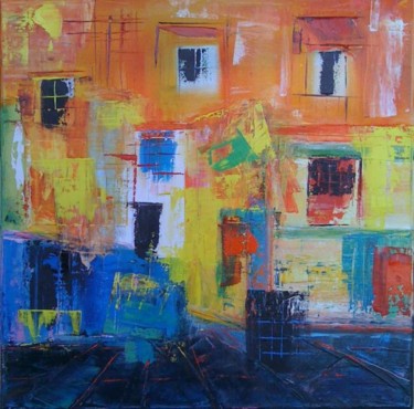 Painting titled "Calle de la Regina" by Helene Rousselot, Original Artwork