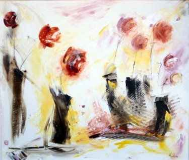 Painting titled "Midnight roses" by Helene Rousselot, Original Artwork