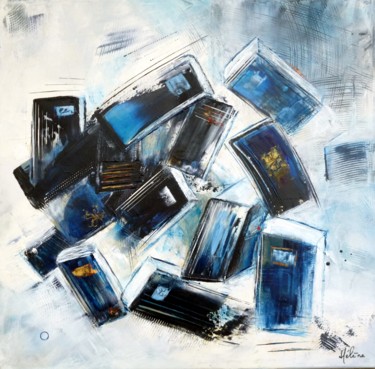Painting titled "lectures-bleues.jpg" by Helene Rousselot, Original Artwork