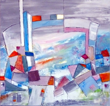 Peinture intitulée "azur-a-l-horizon.jpg" par Helene Rousselot, Œuvre d'art originale