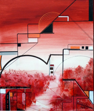 Peinture intitulée "promenade-rouge.jpg" par Helene Rousselot, Œuvre d'art originale
