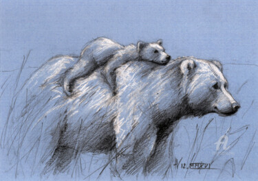 Dessin intitulée "ours B" par Helene Vacheyrout, Œuvre d'art originale, Fusain