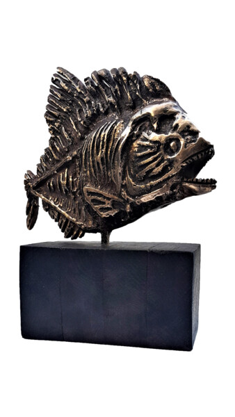 Sculpture intitulée "Piranha de rio" par Helene Stanton, Œuvre d'art originale, Bronze