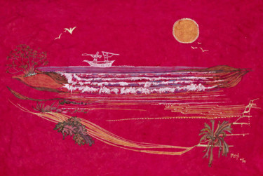 Zeichnungen mit dem Titel "Pécheurs Aborigènes" von Hélène Stevens, Original-Kunstwerk