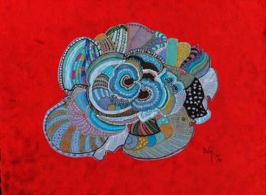 Картина под названием "champignons-halluci…" - Hélène Stevens, Подлинное произведение искусства, Чернила Установлен на картон