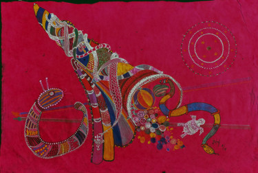 Pintura intitulada "corne d 'abondance" por Hélène Stevens, Obras de arte originais, Tinta Montado em Cartão