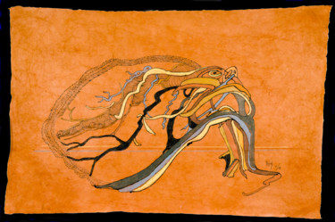 Pittura intitolato "l-arbre-vent." da Hélène Stevens, Opera d'arte originale, Gesso Montato su Cartone