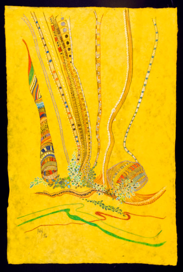 Painting titled "le-jardin d'Eden" by Hélène Stevens, Original Artwork, Pastel Mounted on Cardboard