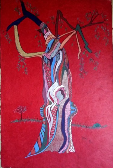 Картина под названием "Mauvais poil" - Hélène Stevens, Подлинное произведение искусства, Карандаш Установлен на картон