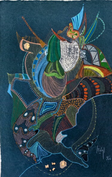 Painting titled "Moustache" by Hélène Stevens, Original Artwork, Pastel Mounted on Cardboard