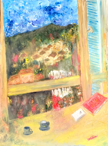 Pintura intitulada "Pause-cafe" por Helen Ungar, Obras de arte originais, Óleo