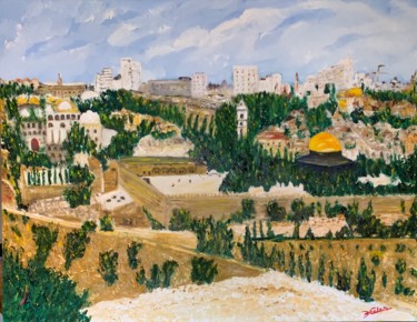 Peinture intitulée "Le mont des Olivier…" par Helen Ungar, Œuvre d'art originale, Huile