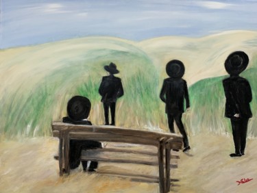 Peinture intitulée "4 boys in the wind" par Helen Ungar, Œuvre d'art originale, Huile