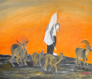 Painting titled "THE SHEPHERD’S PRAY…" by Helen Ungar, Original Artwork, Oil