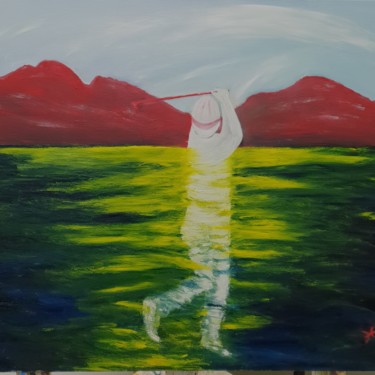 Peinture intitulée "Mon 2 eme golfeur" par Helen Ungar, Œuvre d'art originale, Huile