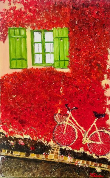 Peinture intitulée "La bicyclette de Pr…" par Helen Ungar, Œuvre d'art originale, Huile