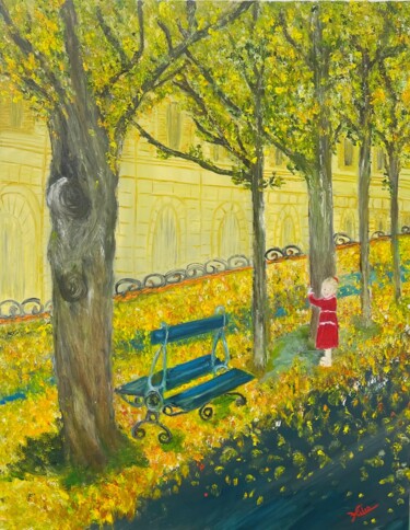 Painting titled "L’enfant et l’arbre…" by Helen Ungar, Original Artwork, Oil