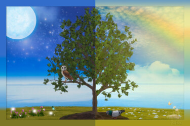 Digital Arts titled "Night and daylight" by Rainbow, Original Artwork, Photo Montage