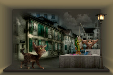 Arts numériques intitulée "Funny cats" par Rainbow, Œuvre d'art originale, Photo montage