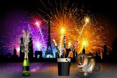 Digital Arts titled "Firework" by Rainbow, Original Artwork, Photo Montage