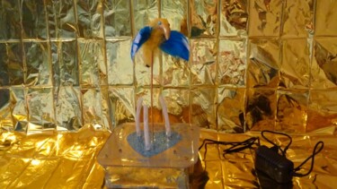 Sculpture intitulée "Blue Bee Bird 🐝" par Rainbow, Œuvre d'art originale, Acrylique
