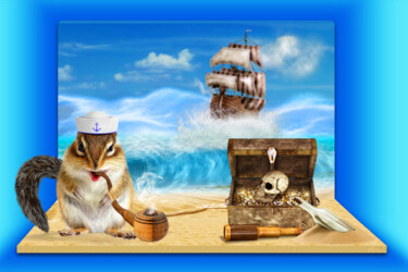Digital Arts titled "Pirate ⚓" by Rainbow, Original Artwork, Photo Montage