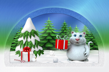 Digitale Kunst getiteld "White Christmas  ⛄ 🎄" door Rainbow, Origineel Kunstwerk, Foto Montage