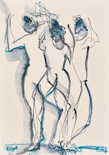 Drawing titled "Tiii mouvement cont…" by Helene Vogel, Original Artwork, Charcoal