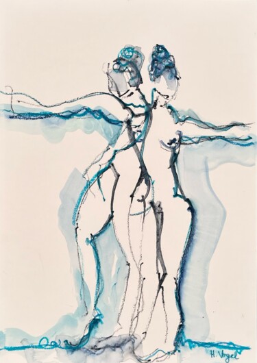 Рисунок под названием "Tiii danse" - Helene Vogel, Подлинное произведение искусства, Древесный уголь