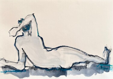Desenho intitulada "Gorkem allongé de d…" por Helene Vogel, Obras de arte originais, Aquarela