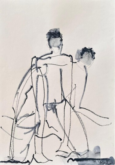 Drawing titled "Gorkem combat à ter…" by Helene Vogel, Original Artwork, Charcoal