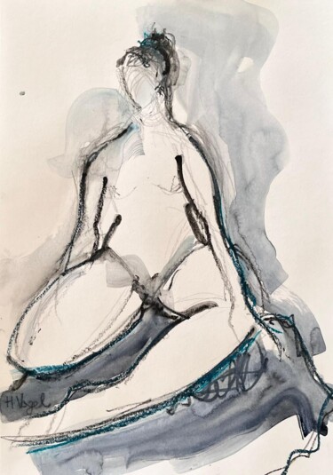 Desenho intitulada "Clarinha assise jam…" por Helene Vogel, Obras de arte originais, Carvão