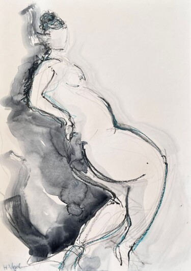 Рисунок под названием "Clarinha déséquilib…" - Helene Vogel, Подлинное произведение искусства, Древесный уголь