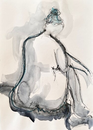 Drawing titled "Clarinha assise de…" by Helene Vogel, Original Artwork, Charcoal