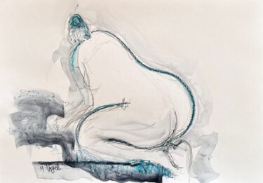 Disegno intitolato "Clarinha de profil…" da Helene Vogel, Opera d'arte originale, Carbone