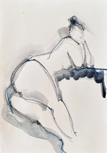 Desenho intitulada "Clarinha odalisque" por Helene Vogel, Obras de arte originais, Carvão