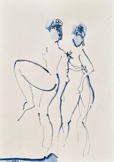 Zeichnungen mit dem Titel "Marilou danse acrob…" von Helene Vogel, Original-Kunstwerk, Kohle