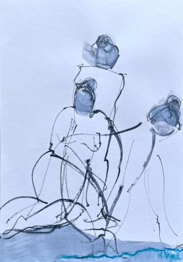 Drawing titled "Clarinha danse à 3…" by Helene Vogel, Original Artwork, Charcoal