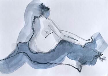 Рисунок под названием "Clarinha sur son ta…" - Helene Vogel, Подлинное произведение искусства, Древесный уголь