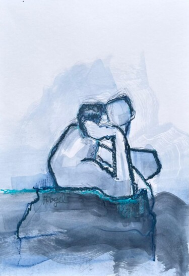 Dessin intitulée "Gorkem méditation r…" par Helene Vogel, Œuvre d'art originale, Fusain