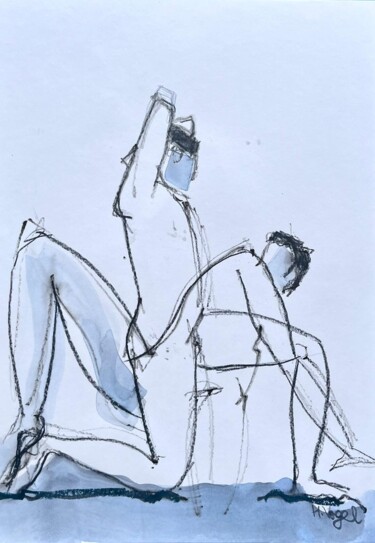 Рисунок под названием "Gorkem acrobaties a…" - Helene Vogel, Подлинное произведение искусства, Древесный уголь