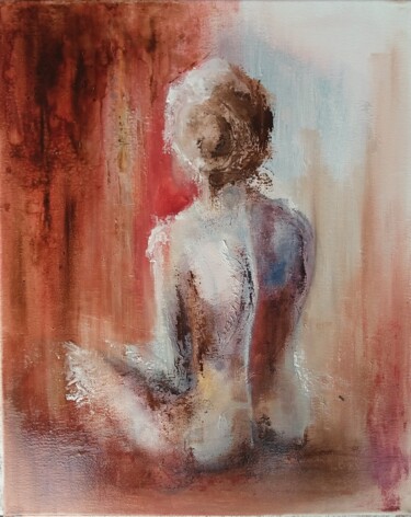 Painting titled "Boudoir Rouge" by Hélène Zanet, Original Artwork, Oil