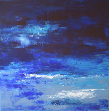 Painting titled "The deep blue sea" by Hélène Zenatti, Original Artwork, Acrylic Mounted on Wood Stretcher frame