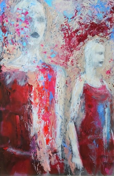 "Deux sœurs" başlıklı Tablo Hélène Zenatti tarafından, Orijinal sanat, Akrilik