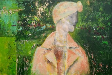Schilderij getiteld "Profil au turban" door Hélène Zenatti, Origineel Kunstwerk, Acryl