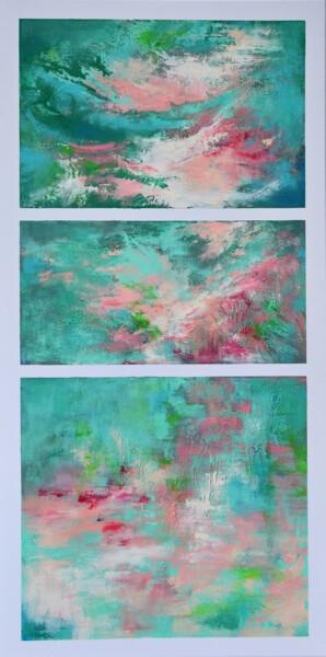 제목이 "Au fil du courant"인 미술작품 Hélène Zenatti로, 원작, 아크릴 나무 들것 프레임에 장착됨